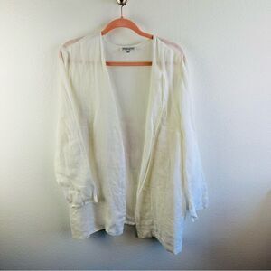 Tamotsu White Linen Open‎ Cardigan Size 16